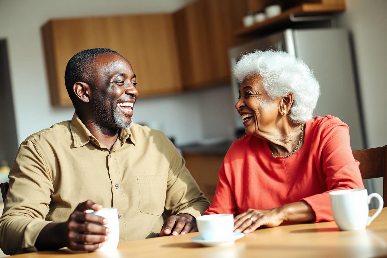 Caregiver sharing a warm moment with a Baton Rouge senior at home